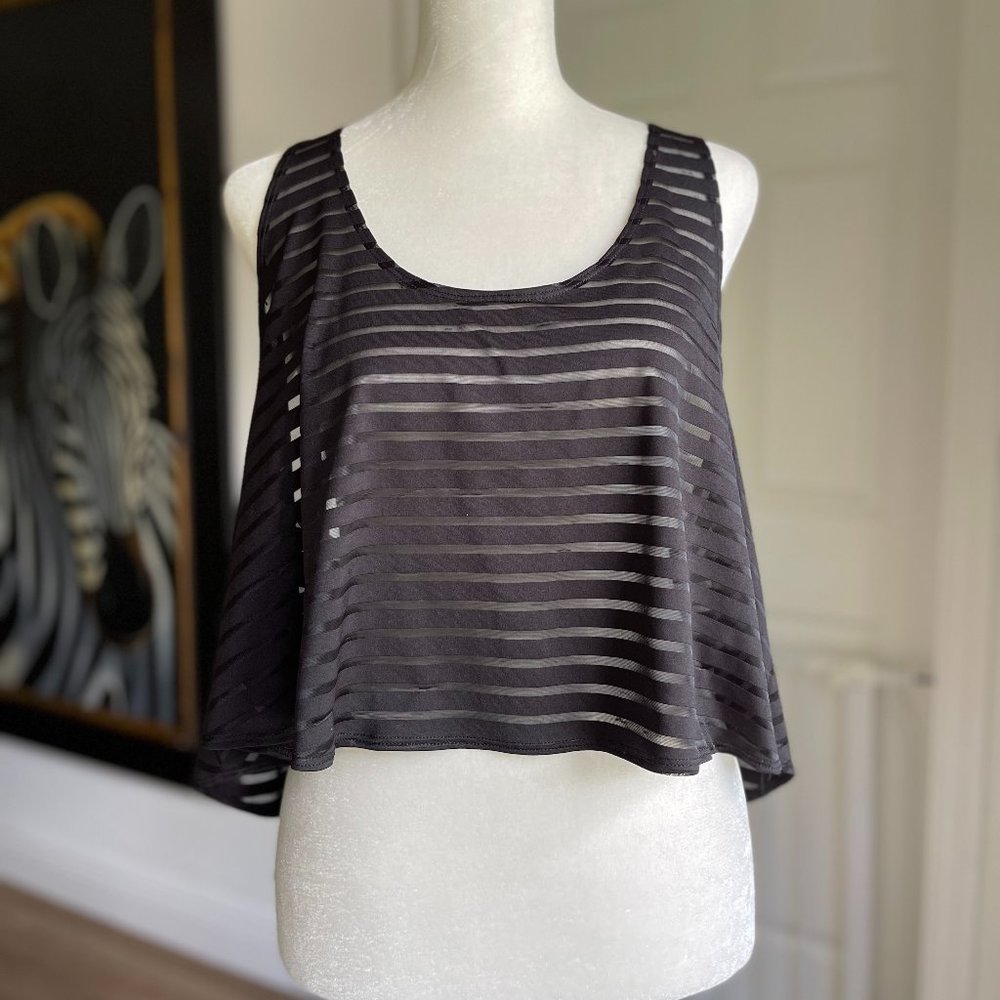 Black Mesh Striped Tank